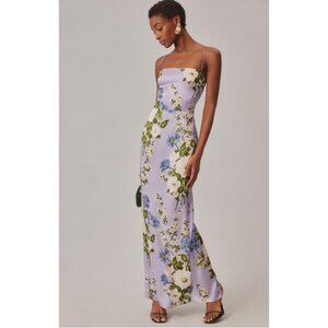Reformation Frankie Silk Dress - Purple Lilac Floral